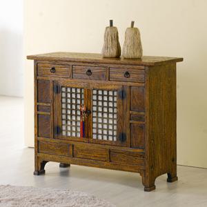 삼동3서랍머릿장창살 이조공예 고가구 원목 수납장