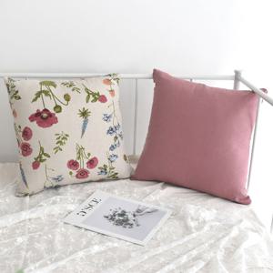 플라워 린넨 쇼파 쿠션 45x45 2매세트 (솜포함)