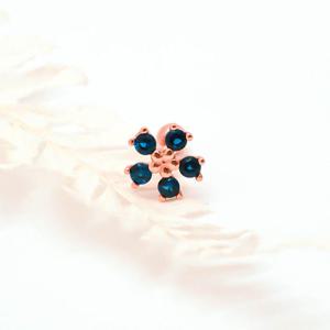 오팔하우스 14k 런던블루토파즈 꽃 큐빅 피어싱 OPDJE817