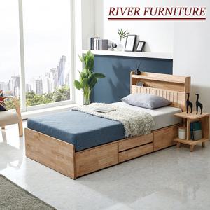 로빈 고무나무원목 LED 수납헤드 서랍형 슈퍼싱글 침대 RH0056