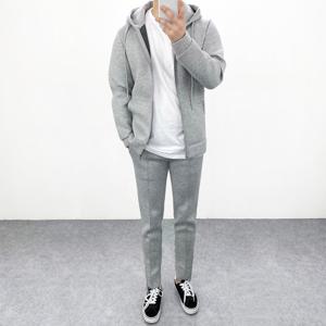 엠클로 네오프렌 옆지퍼 트레이닝복 후드집업 밴딩팬츠 세트