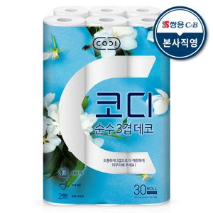 코디 순수 3겹 데코 화장지 27m x 30롤 1팩