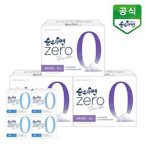 순수한면 생리대 제로 오버나이트 12P x 3팩+중형4p