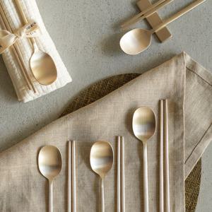 놋담 방짜유기 프리미엄 단하수저 5인 누빔 수저집 포함