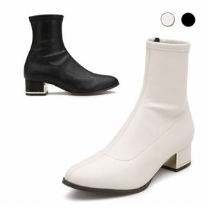 [미소페] 여성 굽장식 기모스판 앵클부츠 012046007 4cm