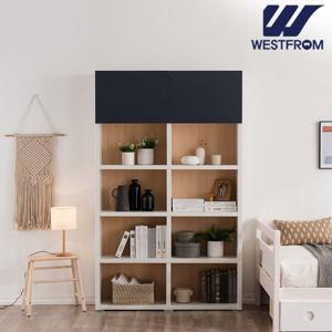 웨스트프롬 모던와플 5단 책장 120cm 네이비 도어형 크림화이트