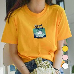 [험블] 굿나잇베어 캐릭터 프린팅 라운드넥 데일리 반팔티