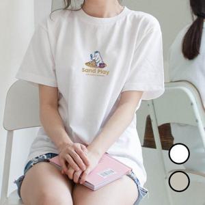 [험블] 샌드플레이 캐릭터 라운드넥 여성 데일리 반팔티