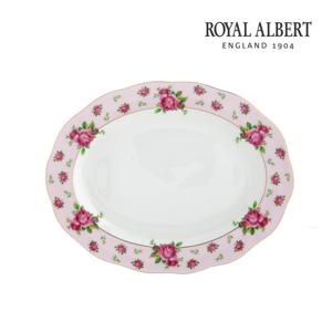 [로얄알버트] 뉴황실장미 핑크 빈티지 오벌 접시 1P