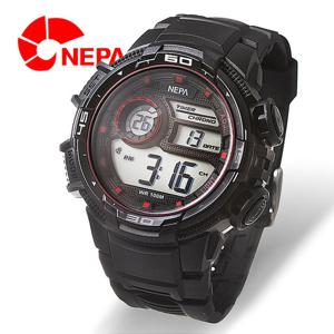 NEPA 네파 스탑워치/알람/듀얼타임 스포츠시계 N307-BLACK-RED