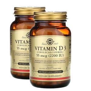 해외배송 Solgar 솔가 비타민D3 2200IU 콜레칼시페롤 55mcg 100베지캡슐 2개