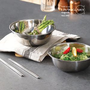 리빙아트 제로 스텐 믹싱볼 20cm 2개 + 젓가락 2벌