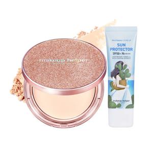 메이크업헬퍼 아트 팩트 25g 로즈글리터+톤업 선크림 세트