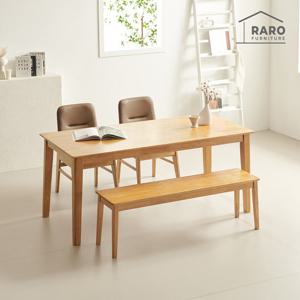 라로퍼니처 린디 1700 고무나무 원목 6인 식탁세트(식탁+의자2+원목벤치1)