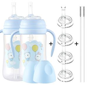 순수아 빨대컵 300ml(꼭지장착) 2개+빨대꼭지 4개+빨대솔 1개