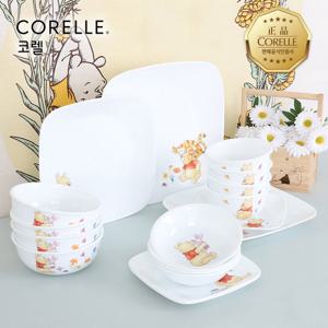 코렐 곰돌이푸 사각 4인 16P 홈세트