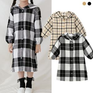 리틀버니 유아동 체크 셔츠 원피스 세일러 카라 원피스 ONP2508