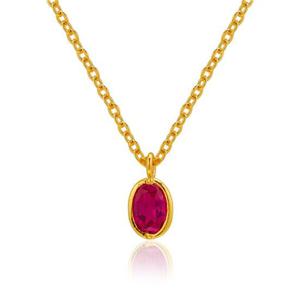 [한국금다이아몬드] 여자 순금 목걸이 체인 루비 타원 24K 3.75g 18K장식