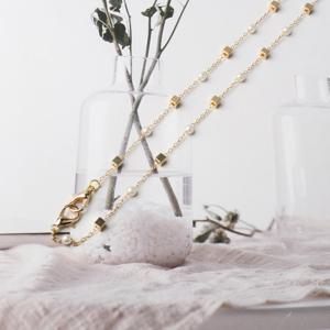 스와니 골드 사각 진주 마스크 스트랩 (M001013C/Accessories)