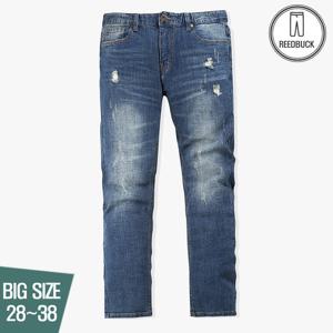 리드벅 남자 중청 워싱 디스트로이드 스판 일자청바지 28~38