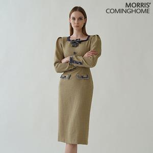[한정/특가][모리스커밍홈]리본 벨벳 포인트 체크 원피스_[M2101OP016A]