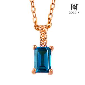 골드앤 18K 스퀘어 천연 런던블루 토파즈 목걸이 RG