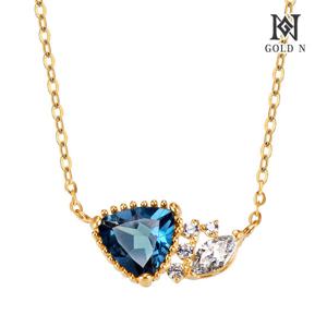 골드앤 18K 트라이쉬 천연 런던블루 토파즈 목걸이 YG