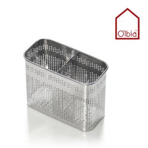 올비아 걸이형 2단 사각스텐수저통 스테인리스 물빠짐 수저꽂이