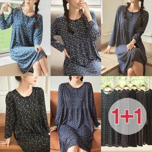 홈웨어 원피스 2종세트 극세사 피치기모 여성실내복 빅사이즈 마