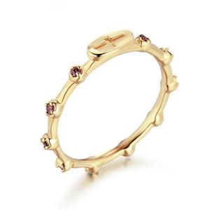 [D102패션] 18K 페블 크로스 묵주 반지