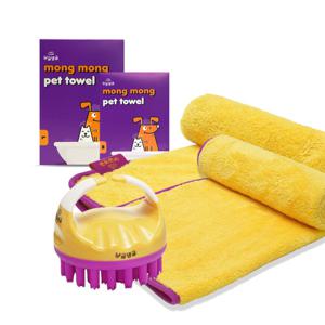 냥글댕글 5중돌기 브러쉬 몽몽펫타올 L size 패키지 세트