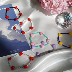 하트 비즈 팔찌 6color [Dahlia 크리스탈 원석 무지개 우정팔찌]