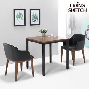 [리빙스케치] 보브 700 사각 월넛 카페 테이블 업소용 티테이블 원룸 식탁