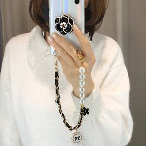 PA014 하프진주 가죽체인 참 핸드폰 손목 스트랩 줄 악세사리