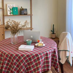 [샤이닝홈] 에블린 기모 윈터 체크 방수 식탁보 4인L