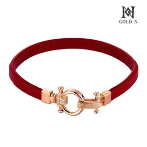 골드앤 14K 프레클 한줄 가죽팔찌 1타입 (레드)