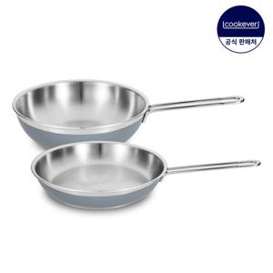 쿡에버 그레이 인덕션 통3중 스텐 프라이팬 2종 세트 (팬28+웍28)