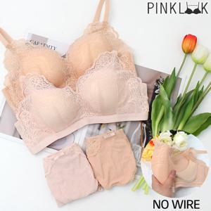 [핑크룩] 리버스 노와이어 말랑몰드 볼륨업업 브라팬티4종세트