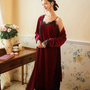 럭셔리 벨벳 가운 슬립 세트 리미티드 에디션