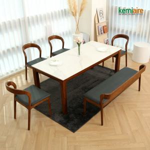 케미에르 알리시아 6인 통세라믹 원목식탁SET(벤치형) KHD-958