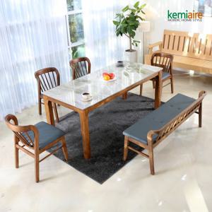 케미에르 아슬로바 6인 통세라믹 원목식탁SET(벤치형) KHD-957