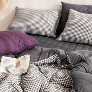 헬로우슬립 모던체크 양면 옥수수솜 사계절 차렵이불(Q이불베개세트)
