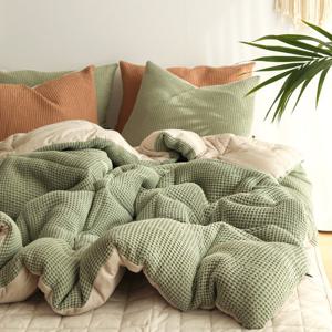 헬로우슬립 모달와플 극세사 옥수수솜 겨울 차렵이불(Q이불베개세트)