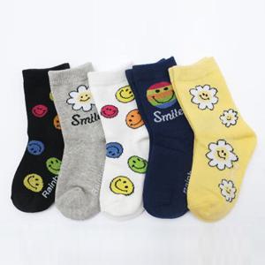 귀여운 스마일 캐릭터 양말 5족 남아 여아 양말선물