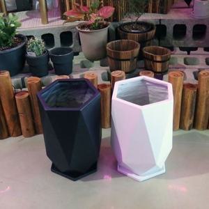 모던 수지 마블  화분  육각  20x32cm