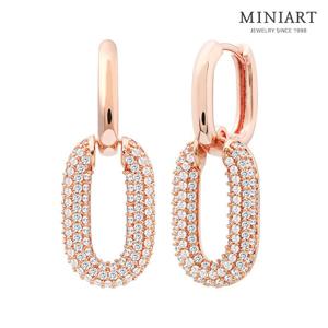 [미니아트] 14K 골드핀 아리샤 클립 드롭 원터치 링 금침 귀걸이