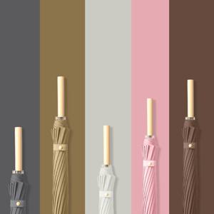 파스텔 고급 일자 원목 16살대 자동 장우산