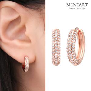 [미니아트] 14K 골드핀 브린니 큐빅 드롭 원터치 링 금침 귀걸이