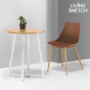 [리빙스케치] 보그 데칼 600 원형 네츄럴 2인 카페 업소용 테이블