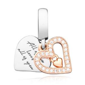 판도라 788693C01 스파클링 프리핸드 하트 펜던트 겸 댕글 참